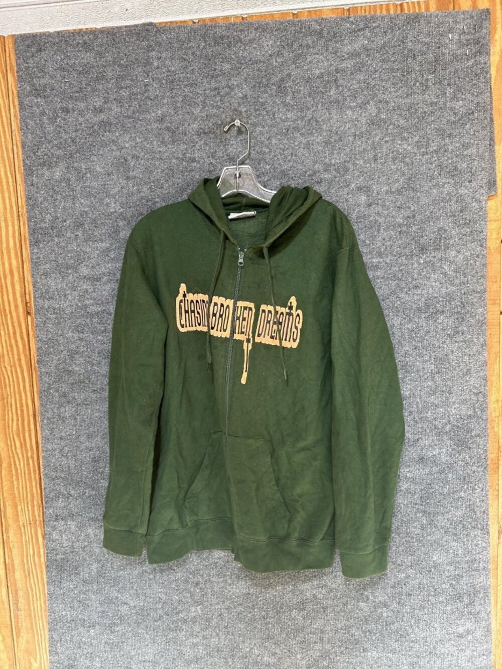 Republic Blues Hoodie Mens Large Green Full Zip Fleece Graphic Quote Sweatshirt